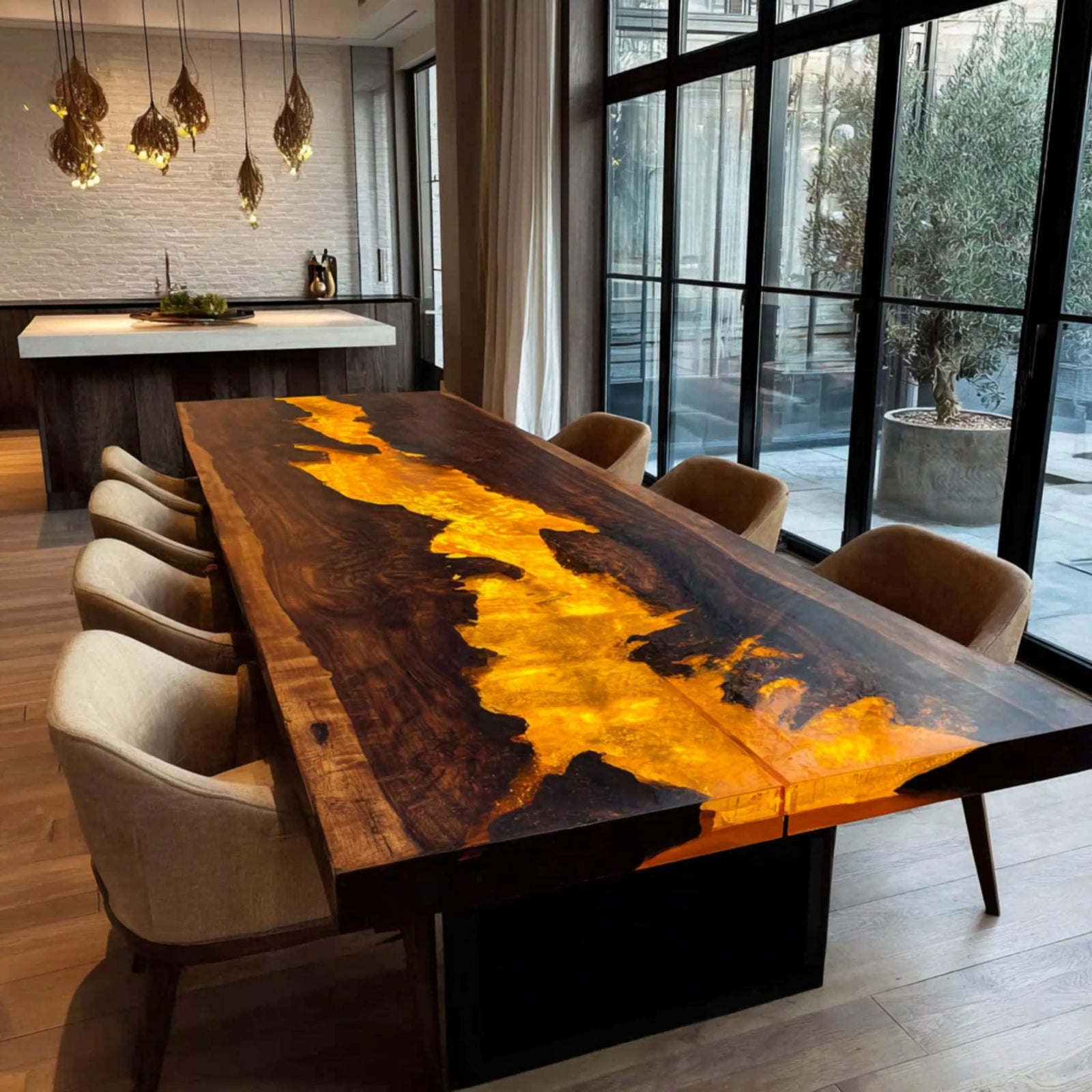 Custom Live Edge Walnut Table | Epoxy River Dining Room Furniture
