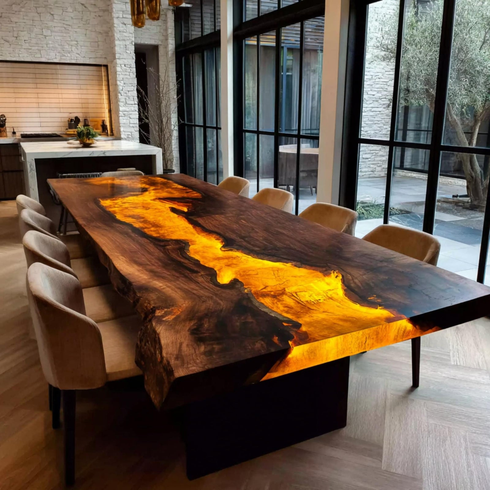 Custom Live Edge Walnut Table | Epoxy River Dining Room Furniture
