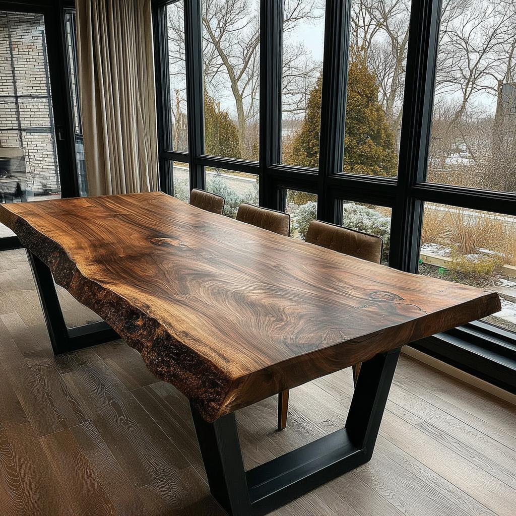 Solid Wood Dining Table | Custom Handmade Walnut Table | Modern Farmhouse Kitchen Furniture