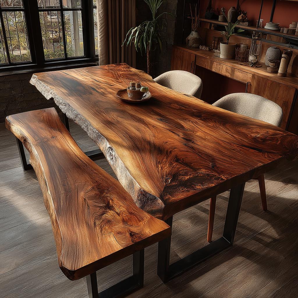 Solid Wood Dining Table | Custom Handmade Walnut Table | Modern Farmhouse Kitchen Furniture