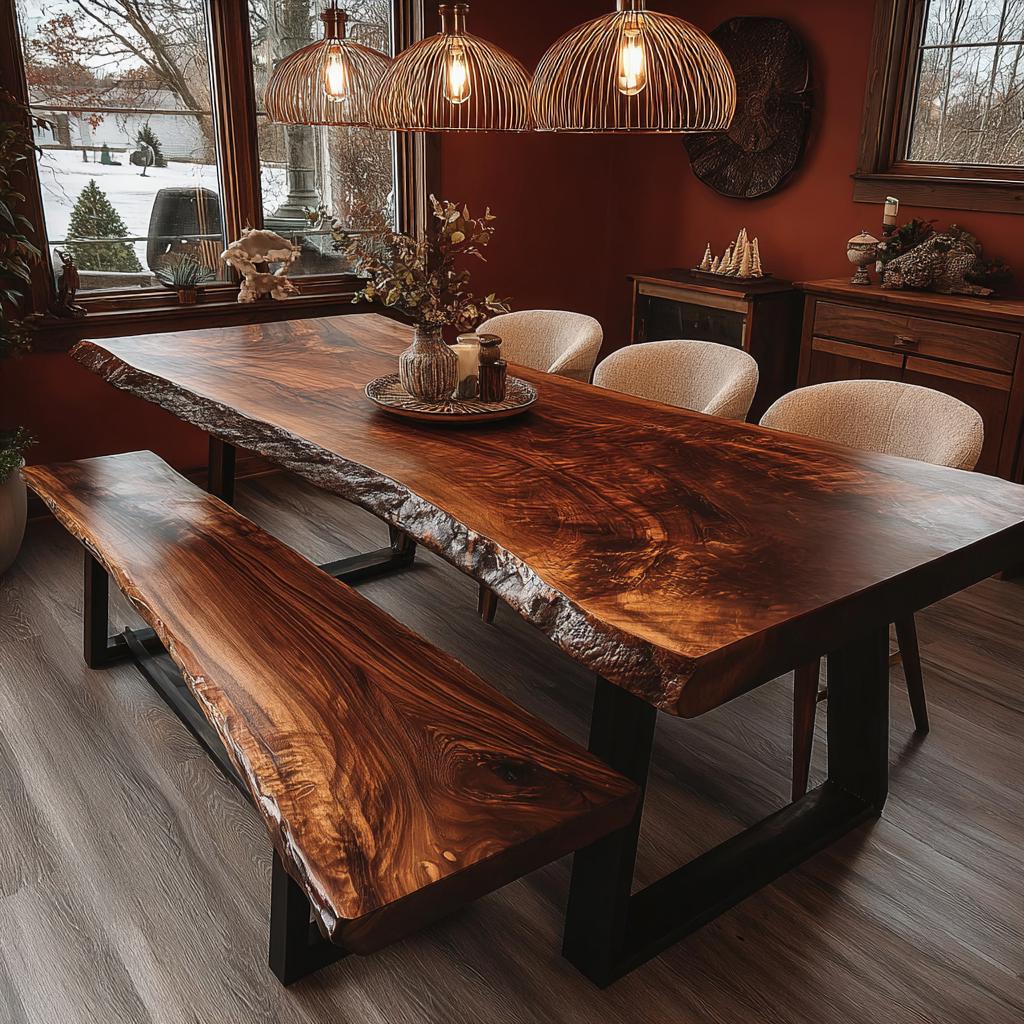 Modern Solid Wood Dining Table | Handmade Walnut Kitchen Table | Custom Luxury Furniture