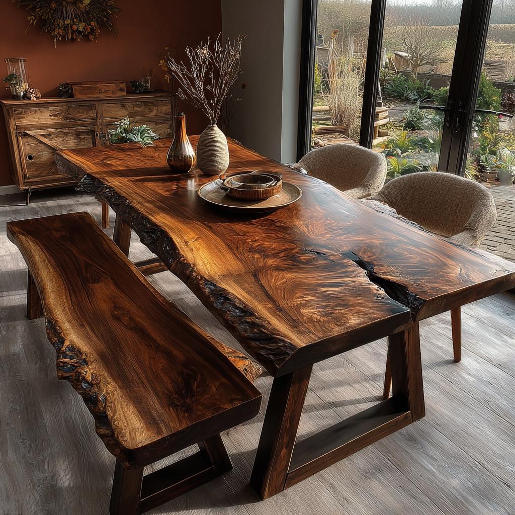 Modern Solid Wood Dining Table | Handmade Walnut Kitchen Table | Custom Luxury Furniture