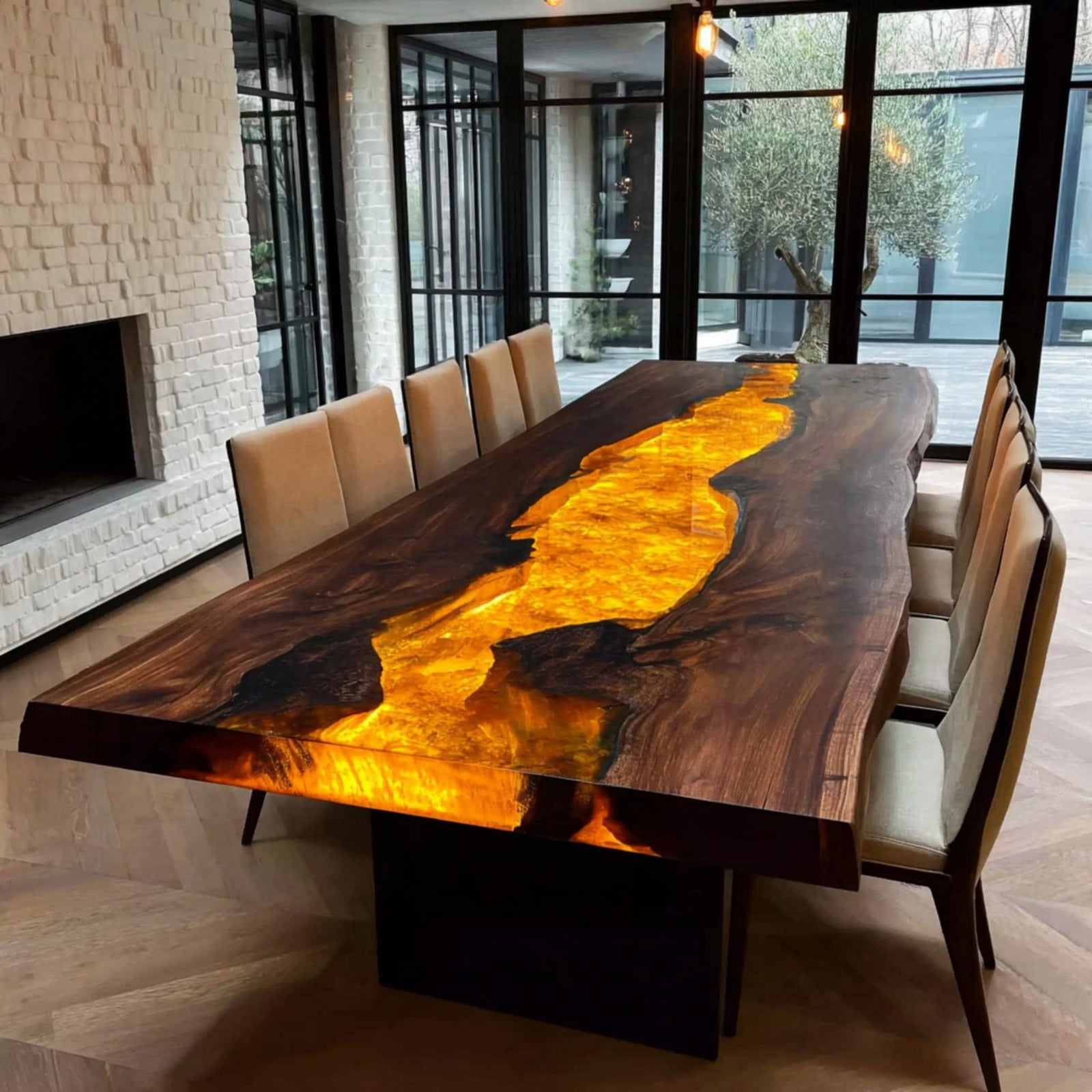 Custom Live Edge Walnut Table | Epoxy River Dining Room Furniture