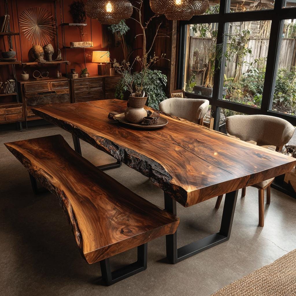Modern Solid Wood Dining Table | Handmade Walnut Kitchen Table | Custom Luxury Furniture