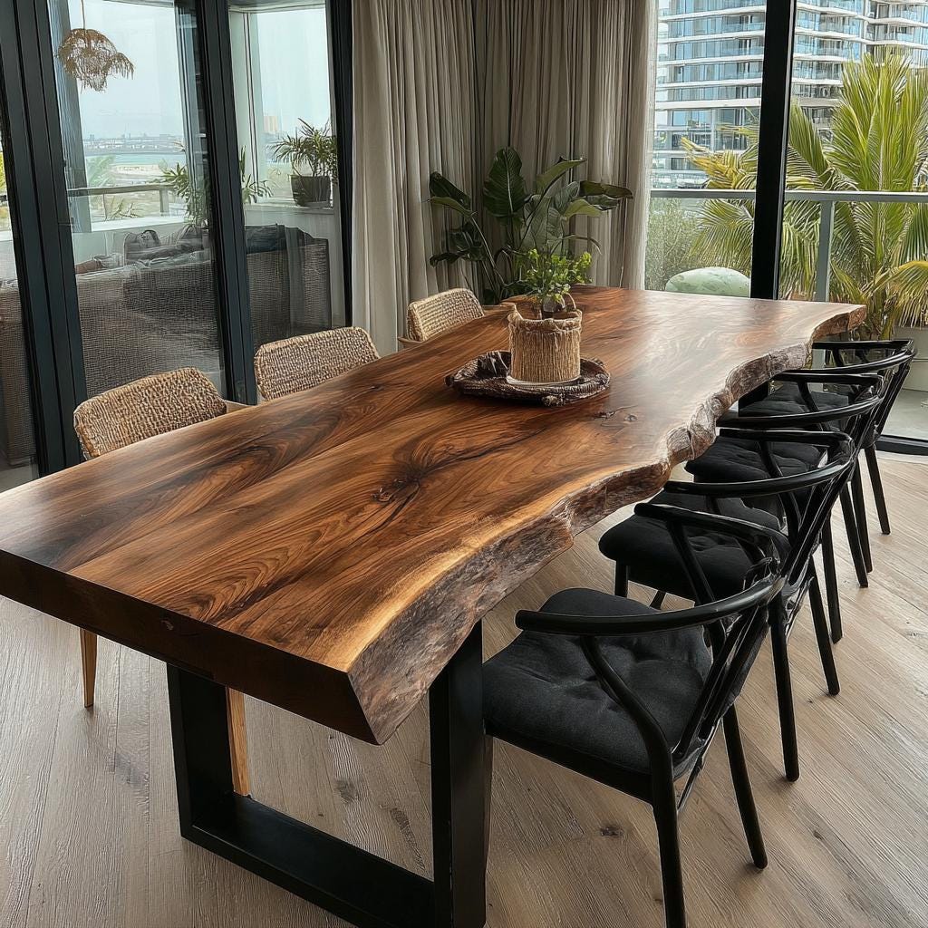 Solid Wood Dining Table | Custom Handmade Walnut Table | Modern Farmhouse Kitchen Furniture