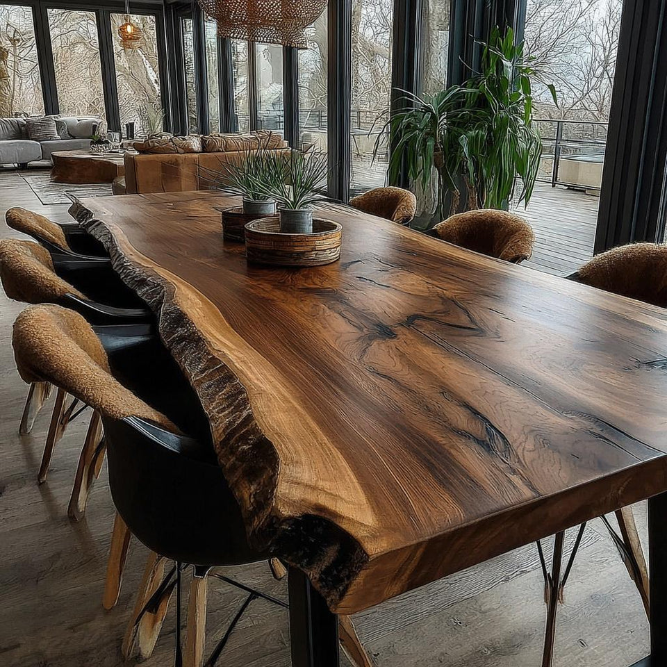 Solid Wood Dining Table | Custom Handmade Walnut Table | Modern Farmhouse Kitchen Furniture