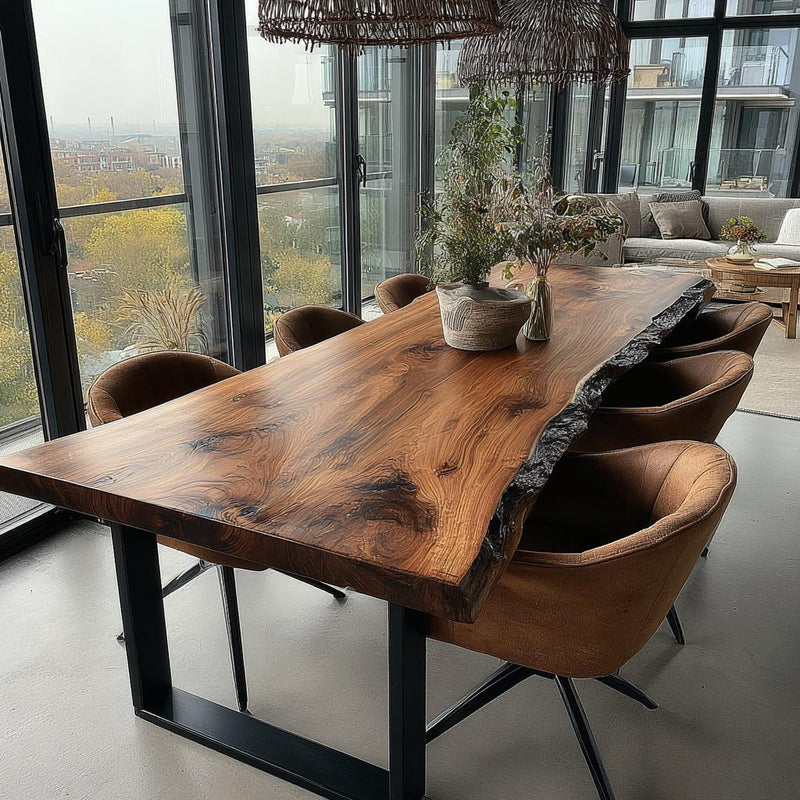 Handmade Solid Wood Dining Table | Custom Walnut Kitchen Table | Rustic Modern Furniture