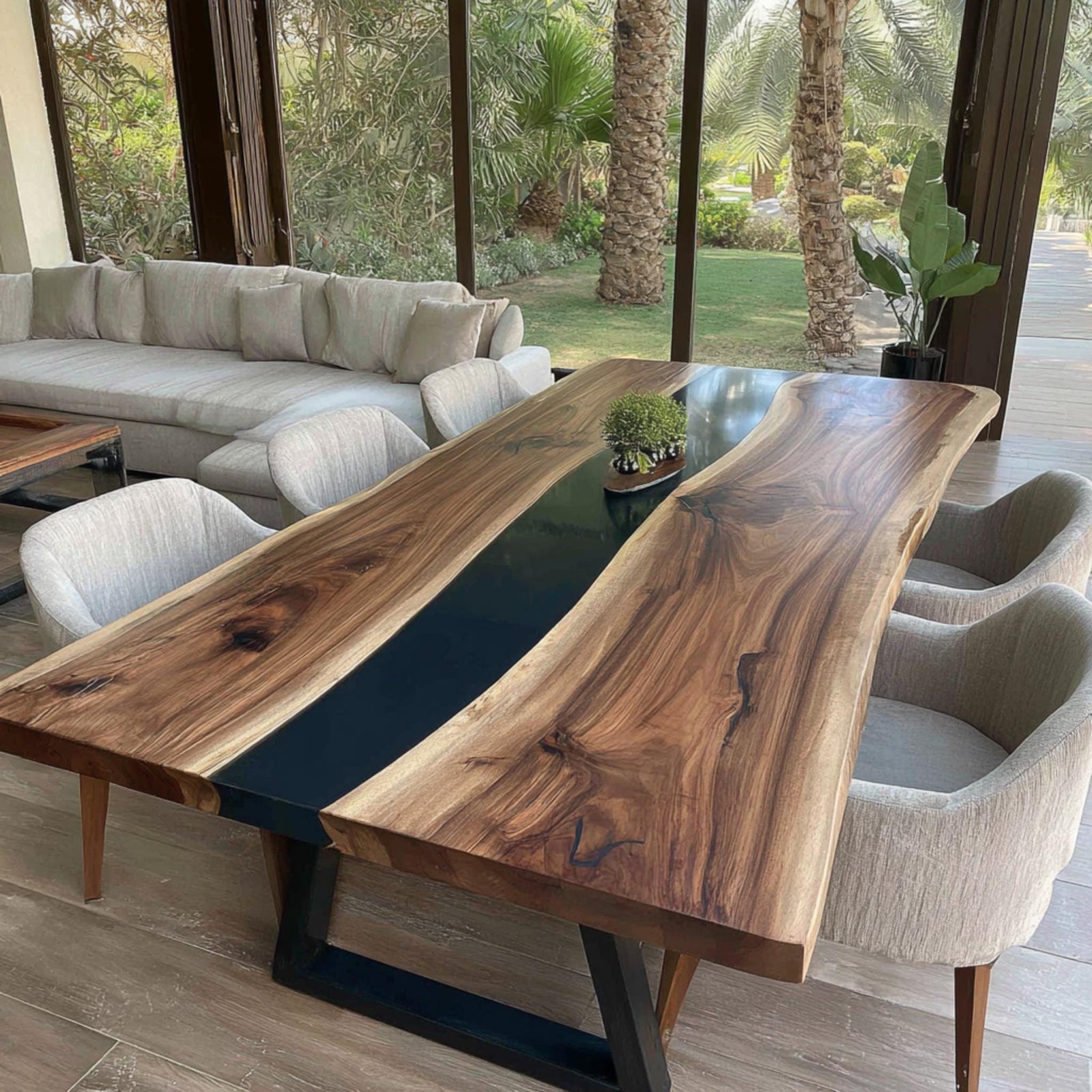 Live Edge Walnut Dining Table | Handmade Epoxy River Kitchen Table