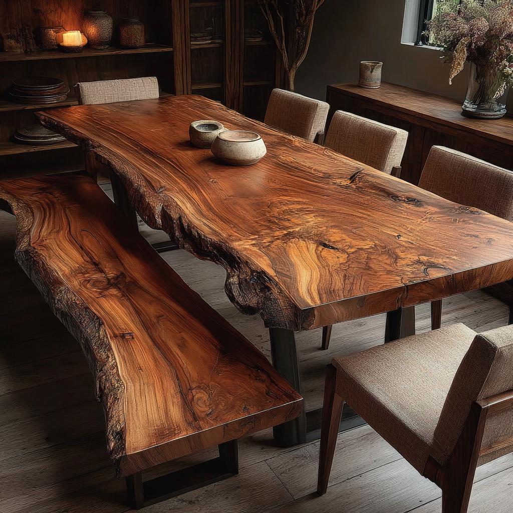 Modern Solid Wood Dining Table | Handmade Walnut Kitchen Table | Custom Luxury Furniture