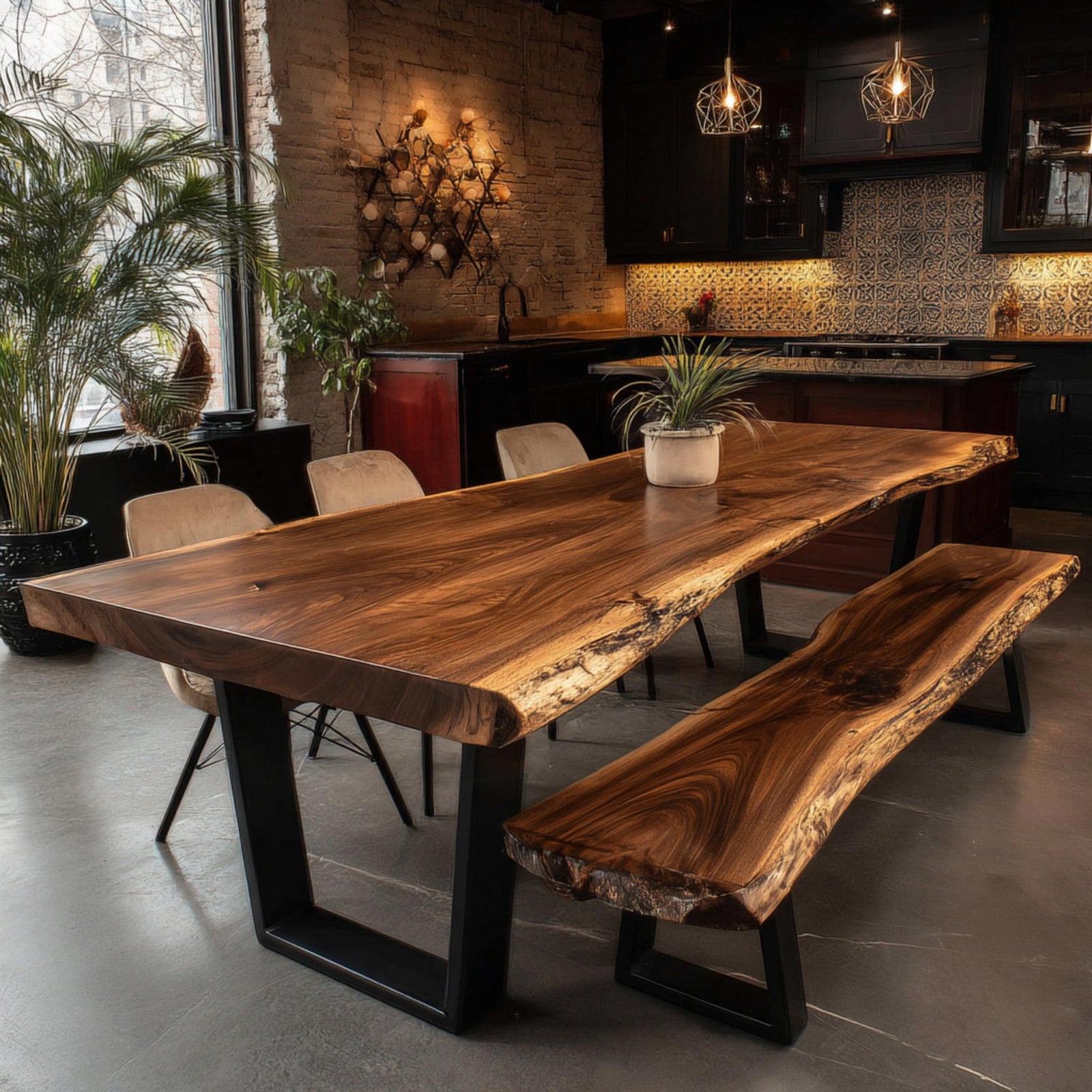 Modern Solid Wood Dining Table | Handmade Walnut Kitchen Table | Custom Luxury Furniture