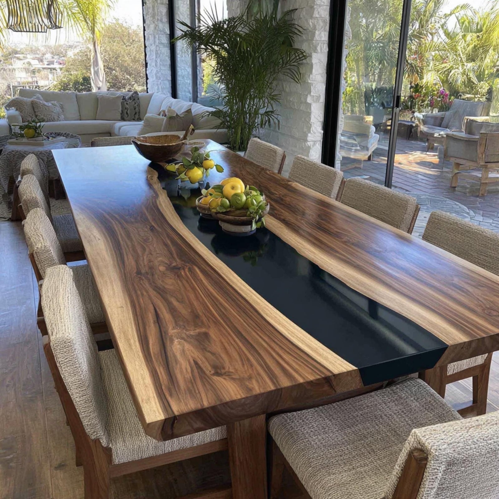 Live Edge Walnut Dining Table | Handmade Epoxy River Kitchen Table