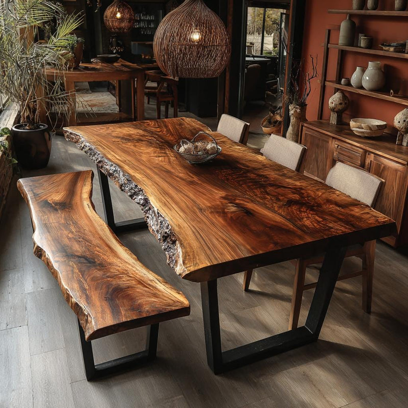 Walnut Dining Table | Custom Solid Wood Kitchen Table | Handmade Live Edge Furniture