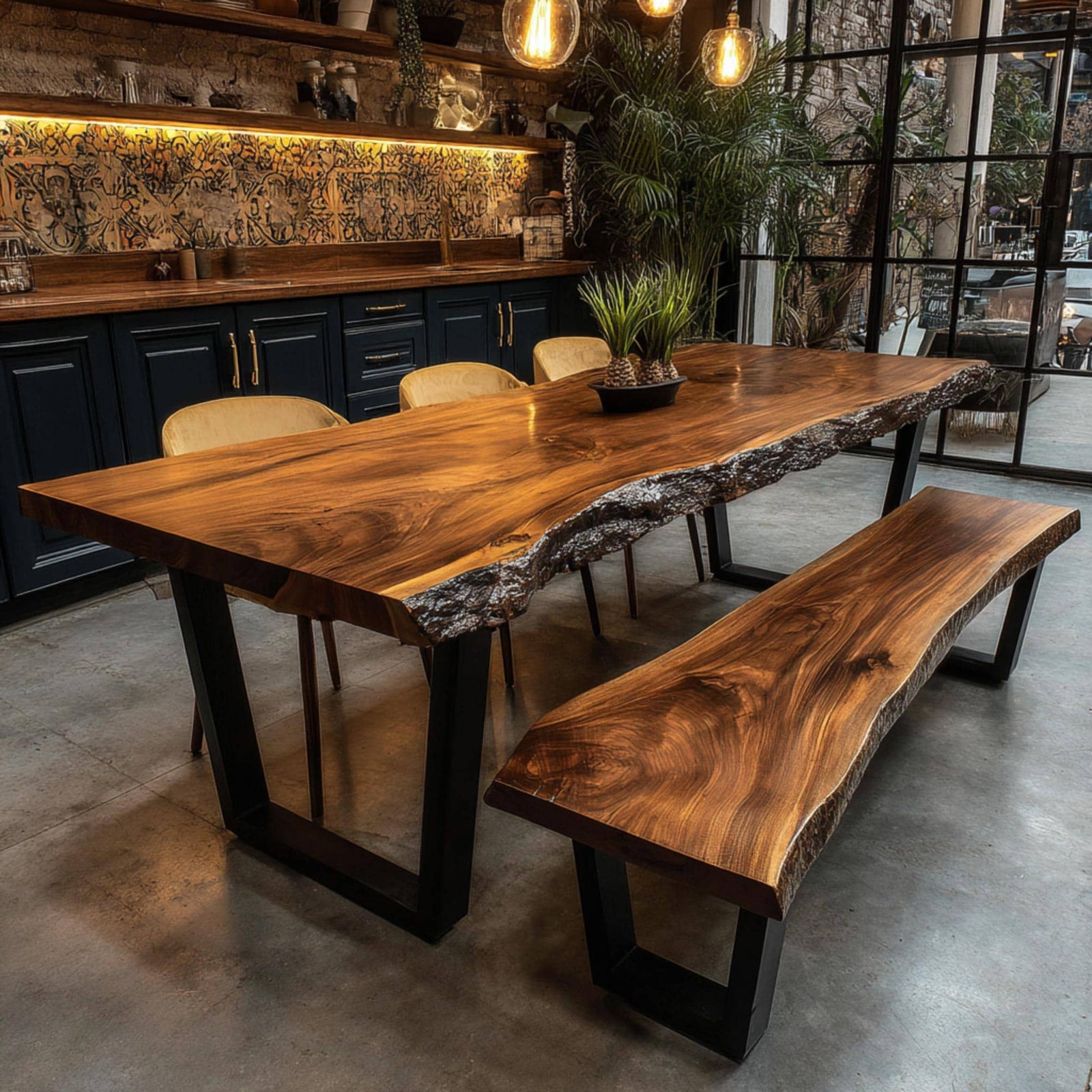 Live Edge Walnut Dining Table | Handmade Solid Wood Table | Custom Rustic Kitchen Furniture