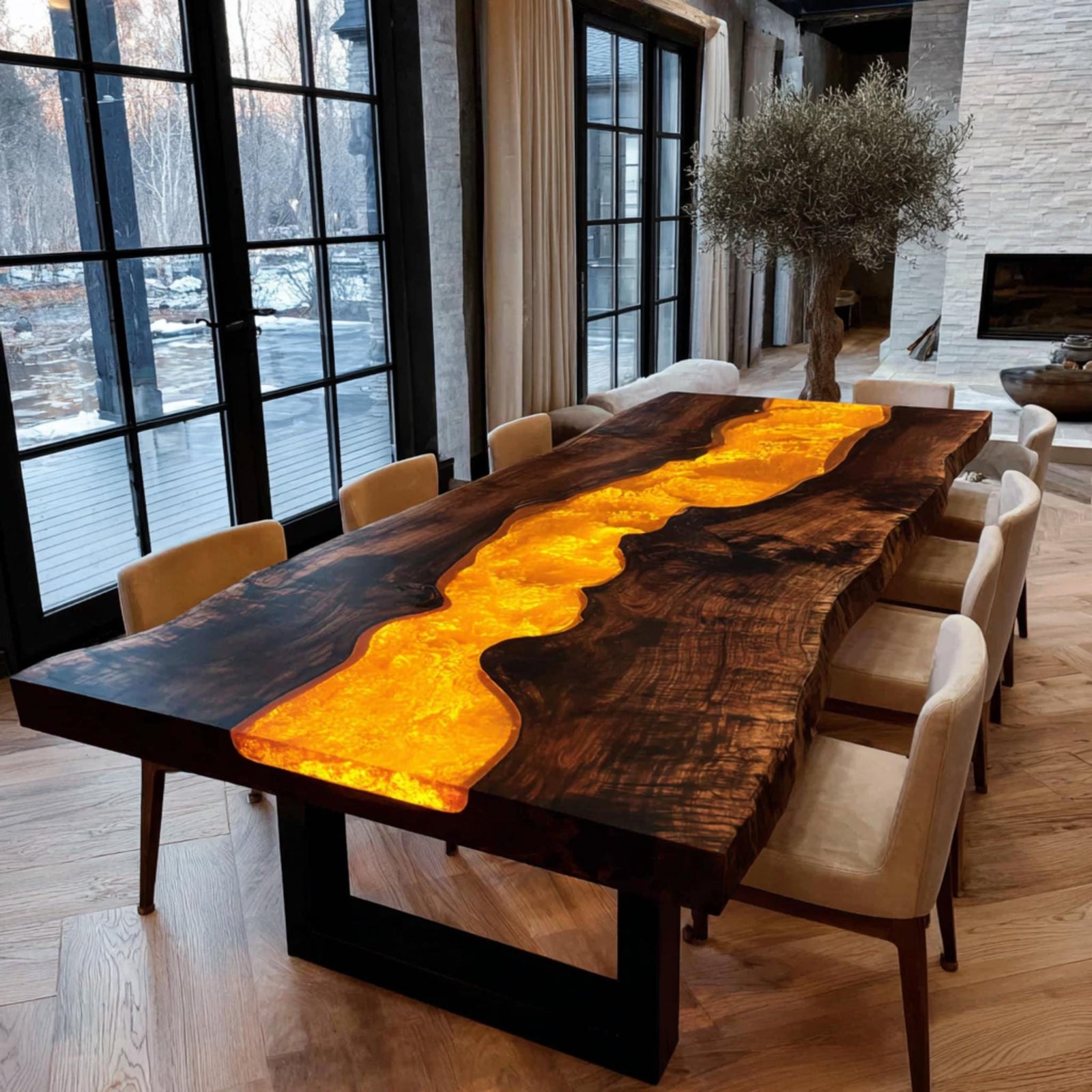 Custom Live Edge Walnut Table | Epoxy River Dining Room Furniture