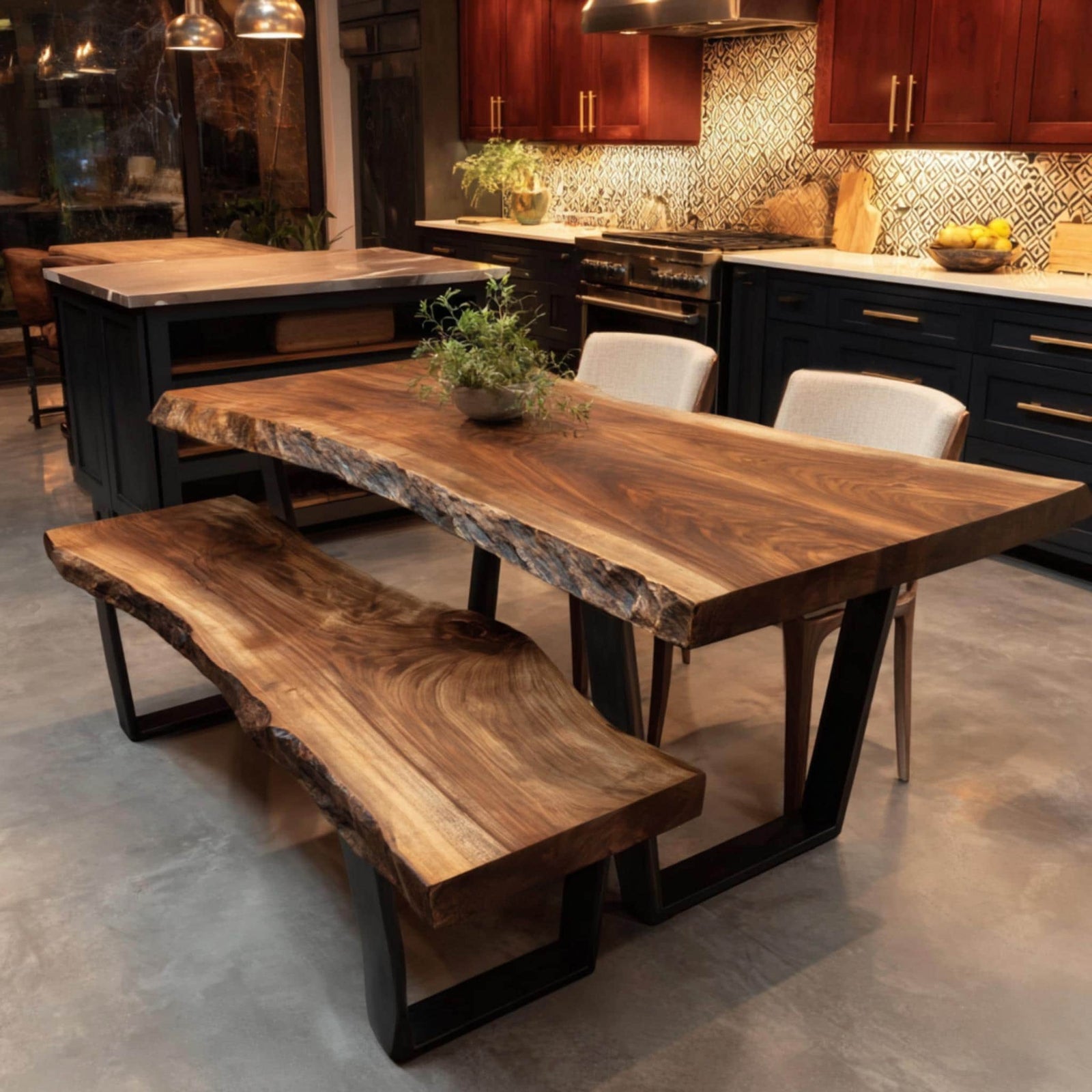 Live Edge Walnut Dining Table | Handmade Solid Wood Table | Custom Rustic Kitchen Furniture