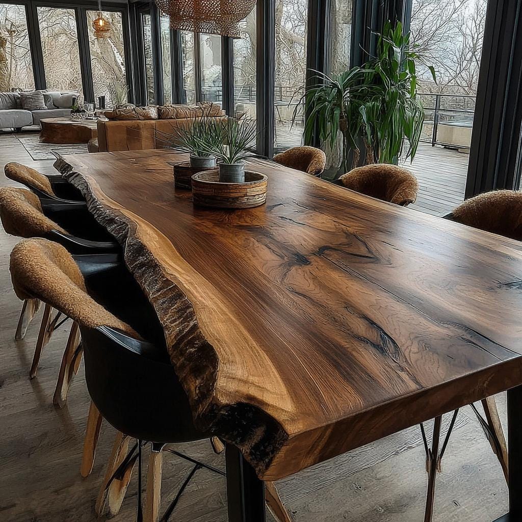 Handmade Solid Wood Dining Table | Custom Walnut Kitchen Table | Rustic Modern Furniture