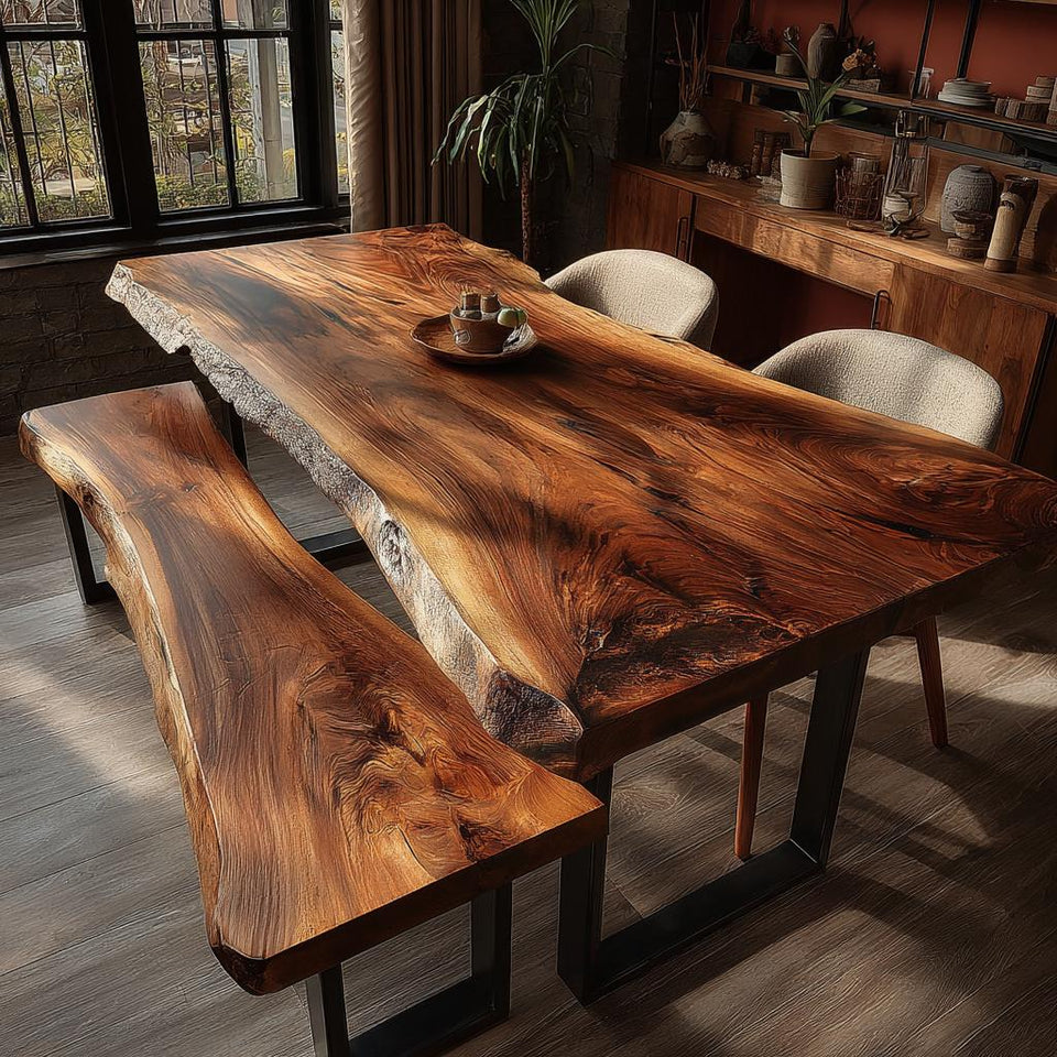 Solid Wood Dining Table | Custom Handmade Walnut Table | Modern Farmhouse Kitchen Furniture