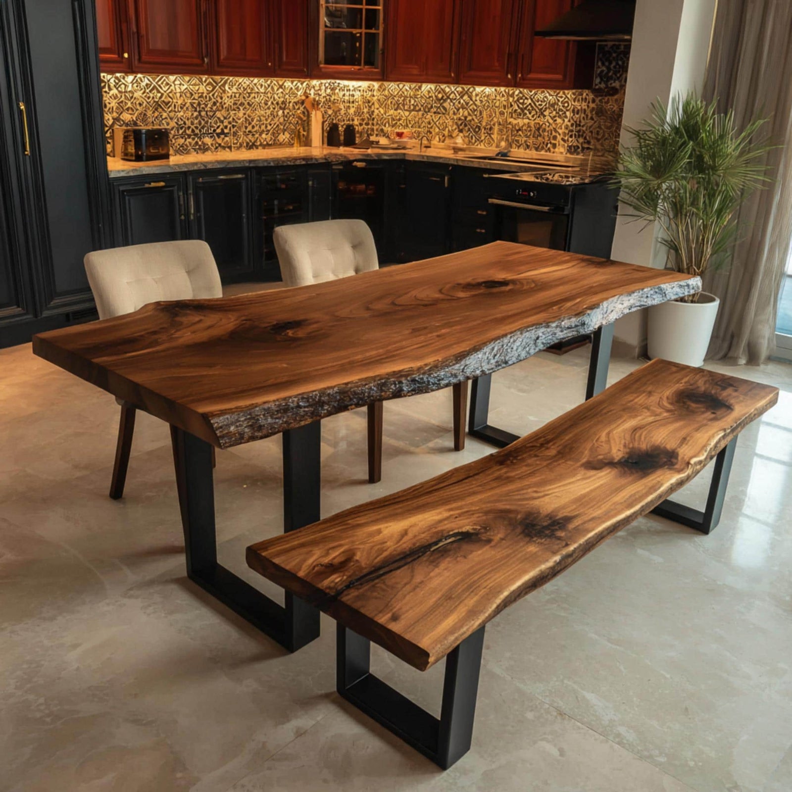 Modern Solid Wood Dining Table | Handmade Walnut Kitchen Table | Custom Luxury Furniture