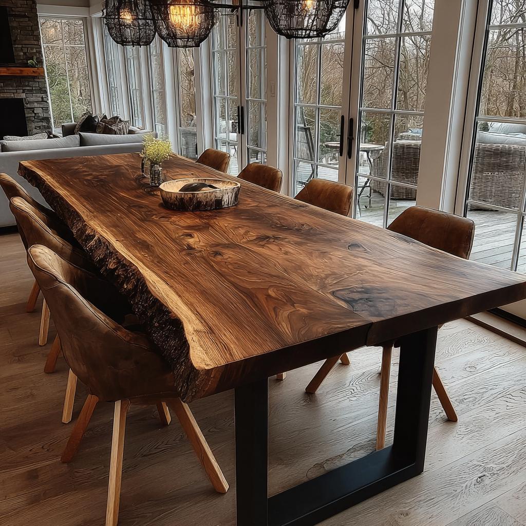 Handmade Solid Wood Dining Table | Custom Walnut Kitchen Table | Rustic Modern Furniture