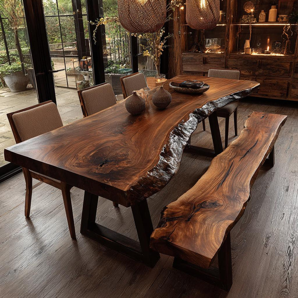 Modern Solid Wood Dining Table | Handmade Walnut Kitchen Table | Custom Luxury Furniture