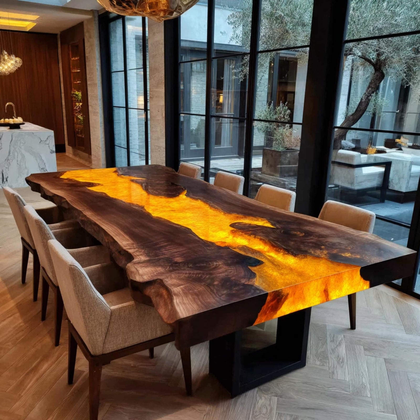 Custom Live Edge Walnut Table | Epoxy River Dining Room Furniture