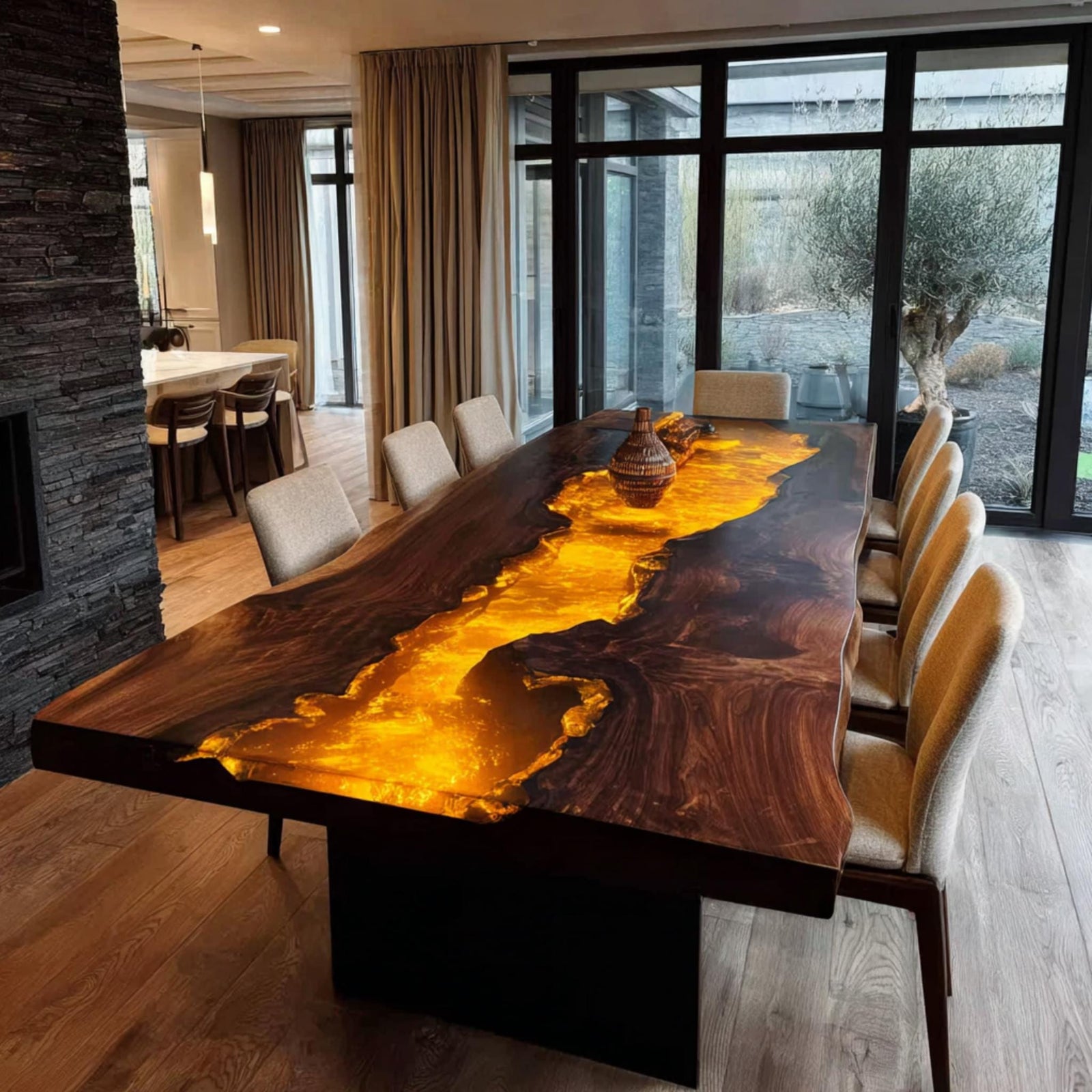 Custom Live Edge Walnut Table | Epoxy River Dining Room Furniture