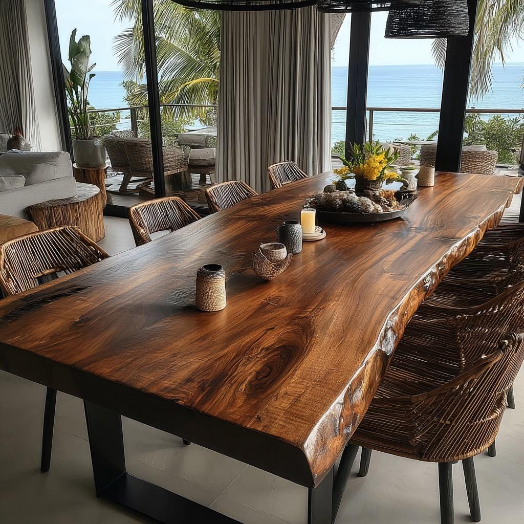 Handmade Solid Wood Dining Table | Custom Walnut Kitchen Table | Rustic Modern Furniture