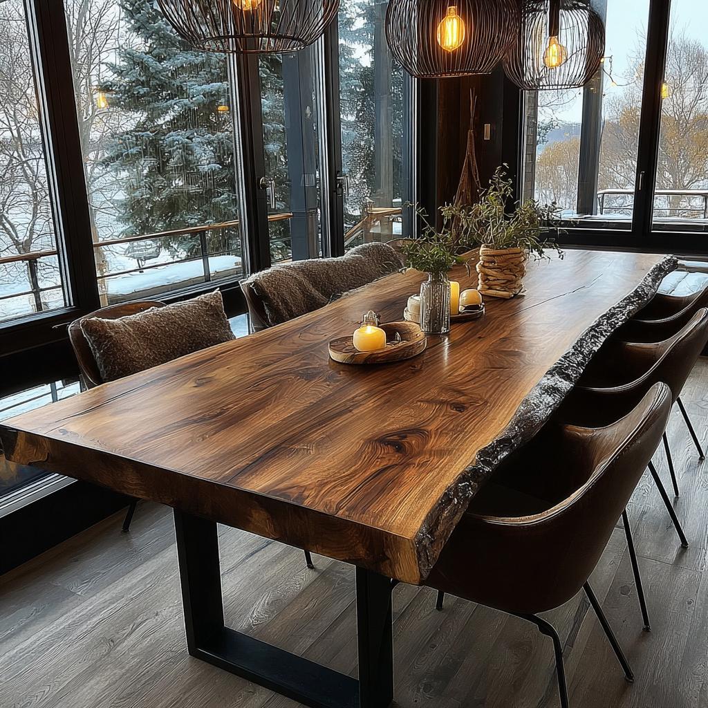 Solid Wood Dining Table | Custom Handmade Walnut Table | Modern Farmhouse Kitchen Furniture