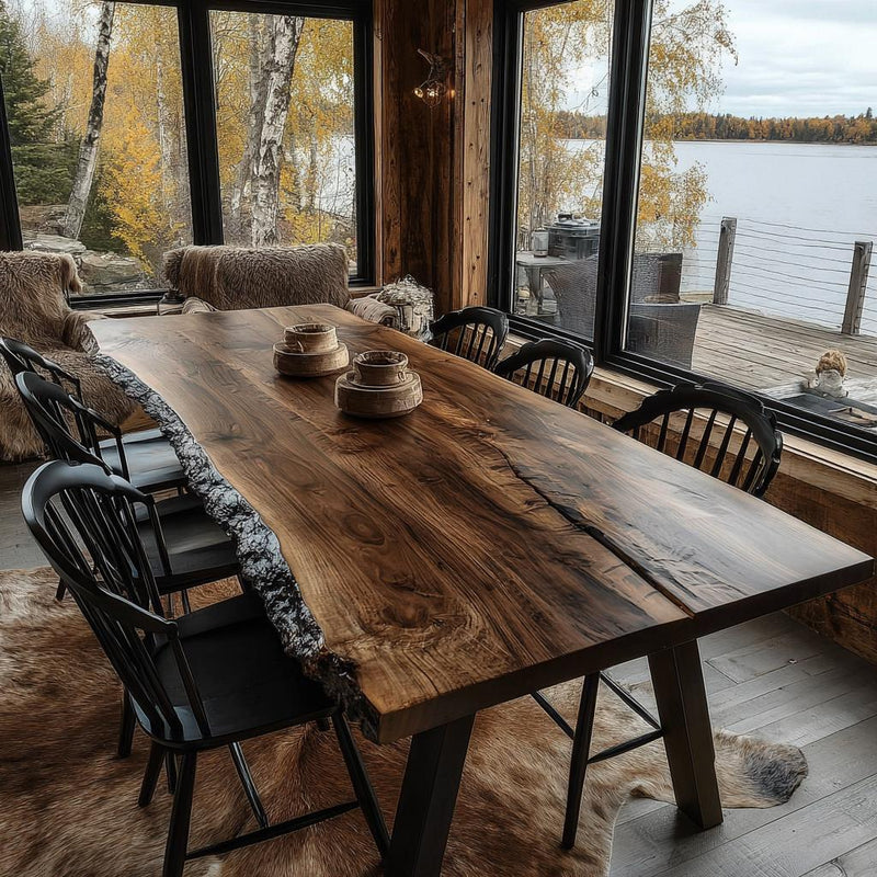 Handmade Solid Wood Dining Table | Custom Walnut Kitchen Table | Rustic Modern Furniture